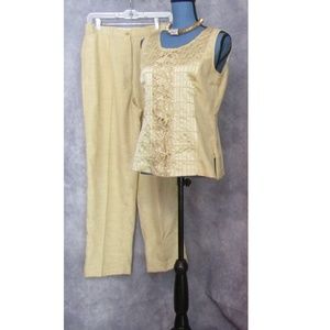 NWT J Song Golden Pantsuit Tank & Pants Size 10